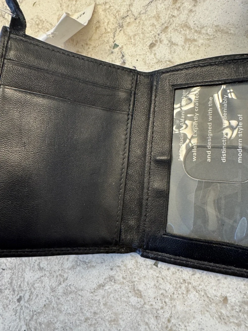 Vintage Mens Alfani Trifold Black Wallet Leather designed modern style
